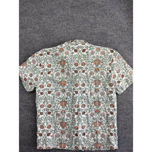 Picture Organic Shirt Mens XL Green Floral Button Up Tencel Short Sleeve Eco - Picture 7 of 7